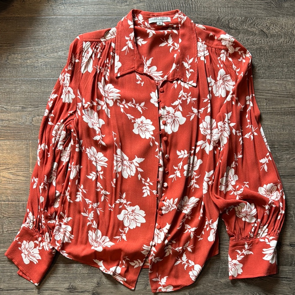 Floral Red Blouse